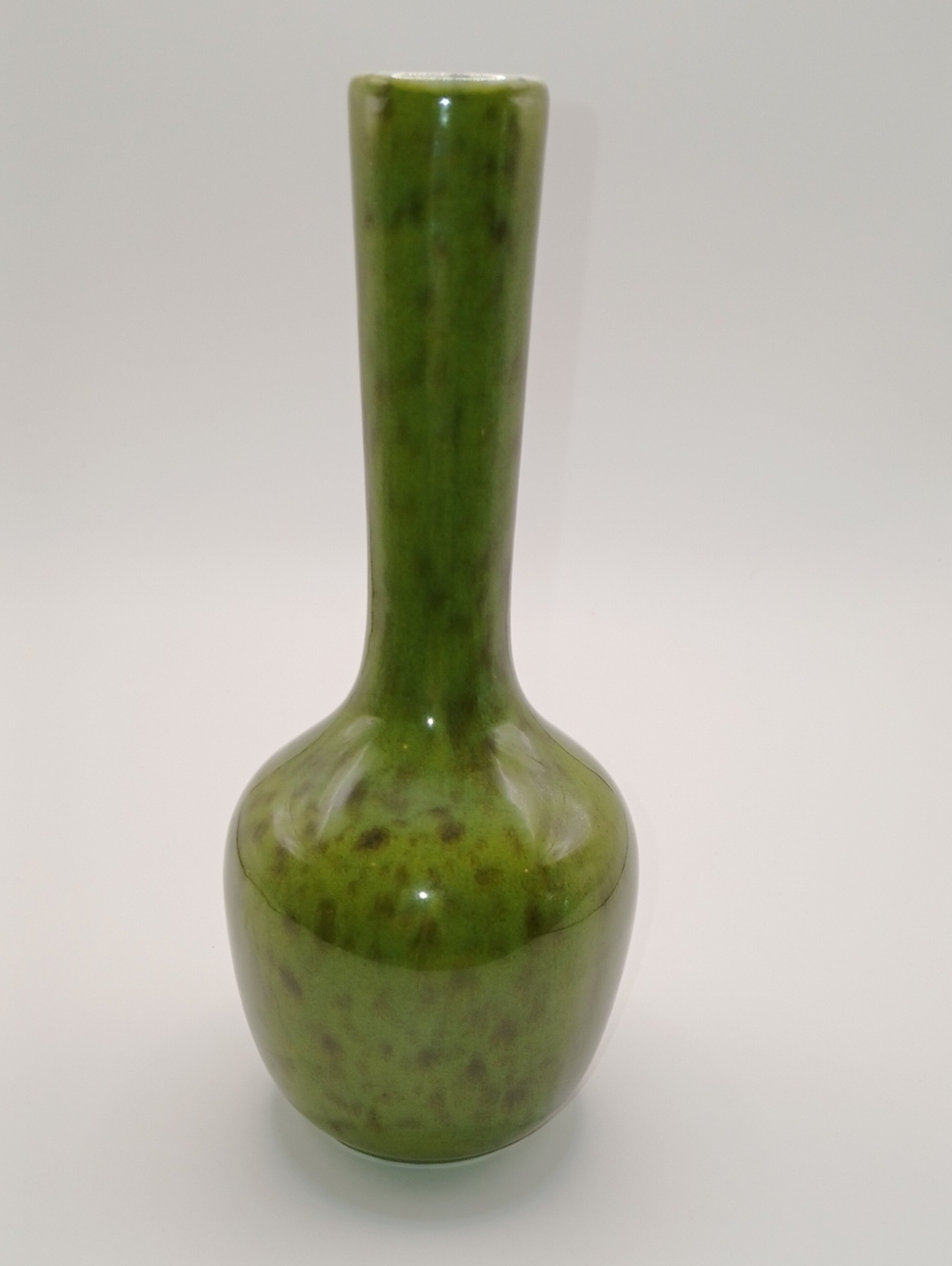 Vintage Haeger Pottery Green Mottled Long Neck Bud Vase MCM USA